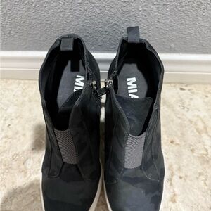 MiA Black Camouflage Slip-On Wedge Sneakers
